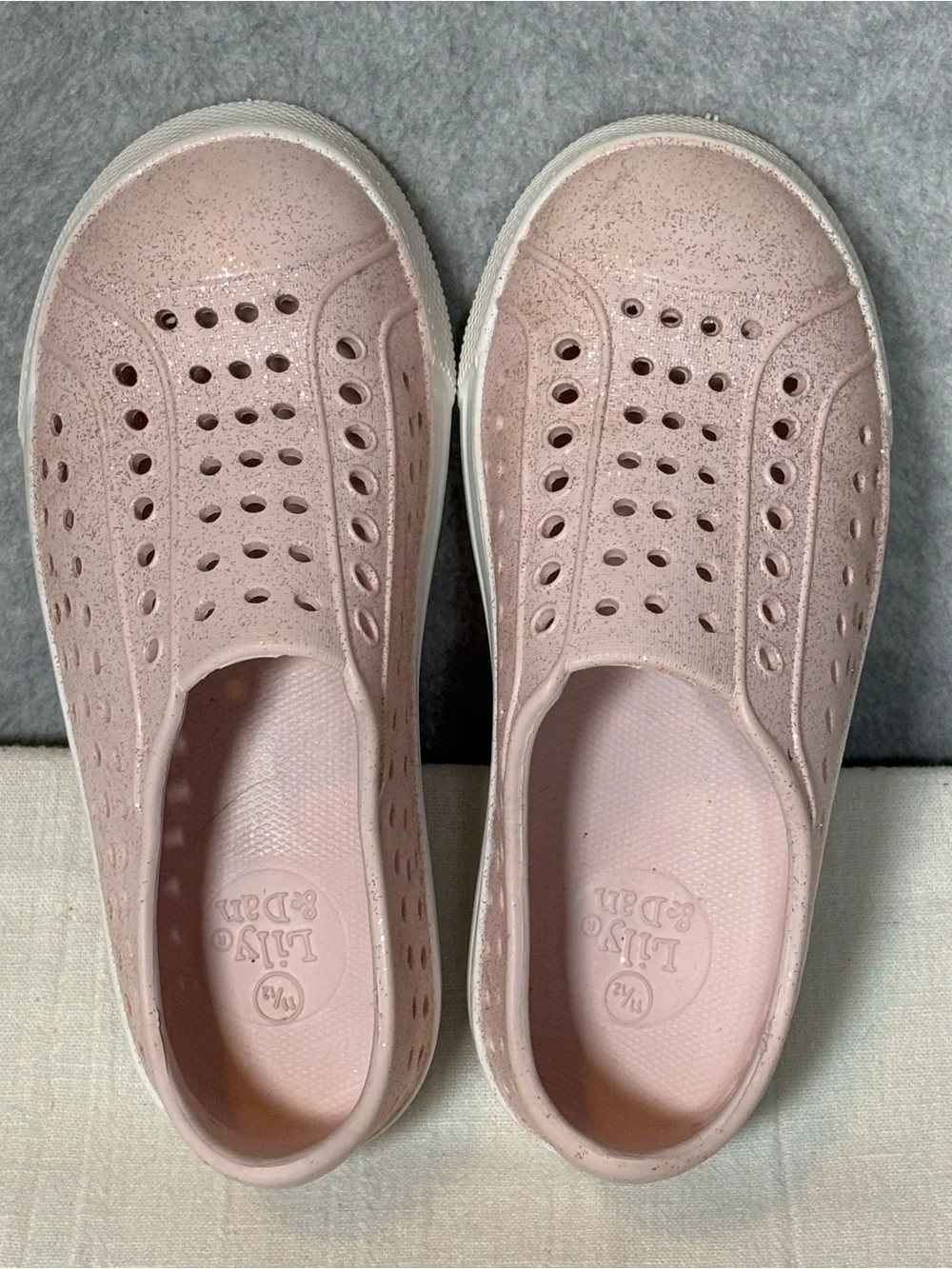 Lily & Dan Glitter Lightweight Slip On Water Shoes-Pink- Little Girls Size 11-12